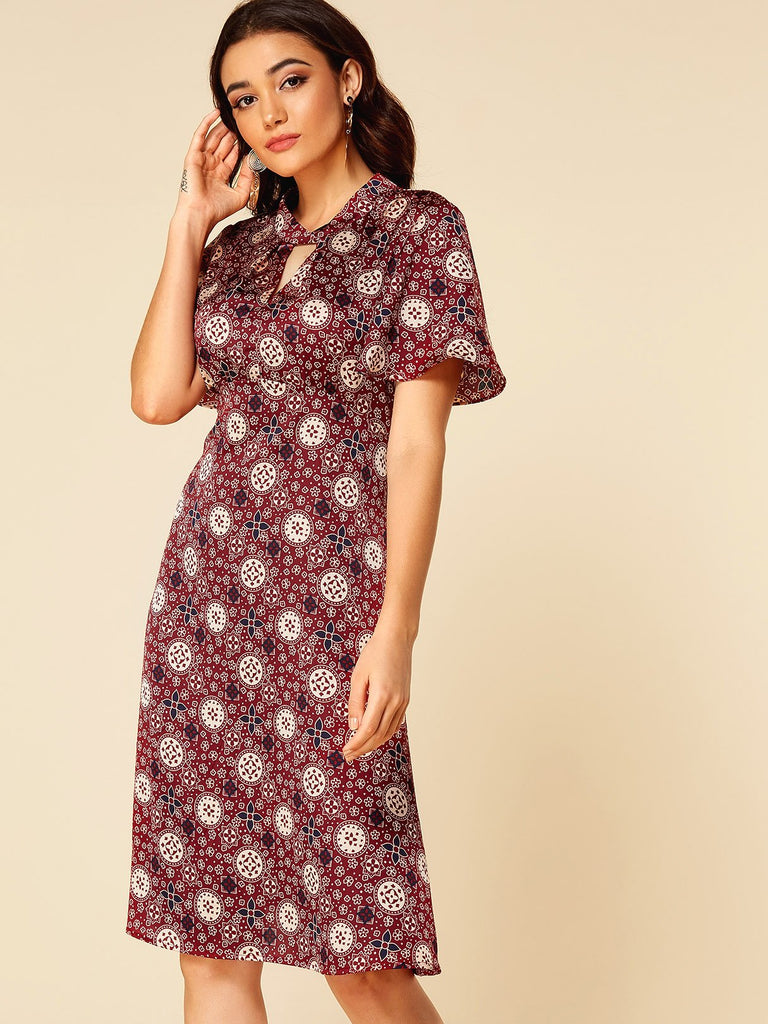 Ladies Burgundy Casual Dresses