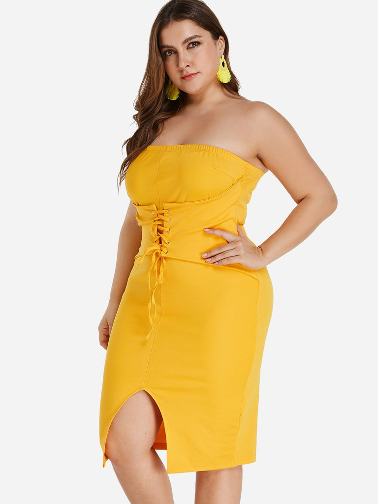 Ladies Yellow Plus Size Dresses