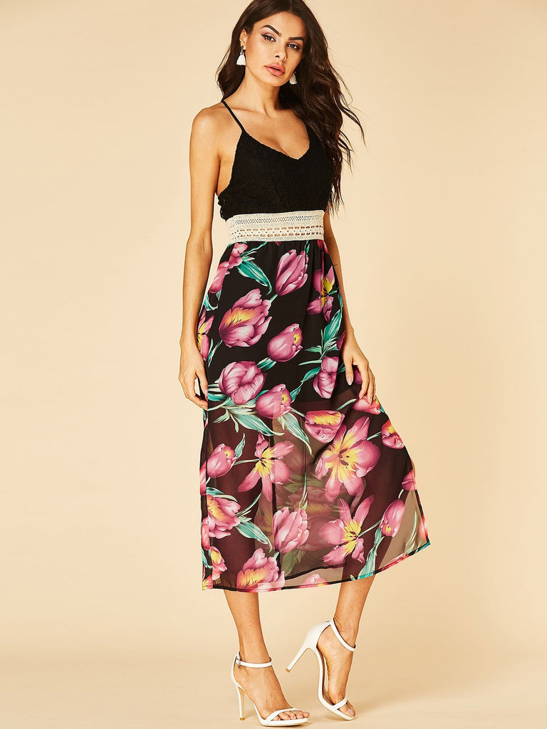 Ladies Black Floral Dresses