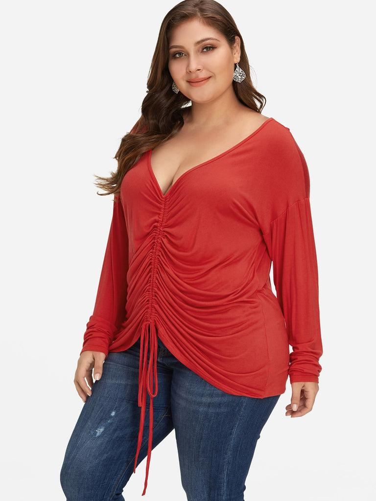 Ladies Red Plus Size Tops