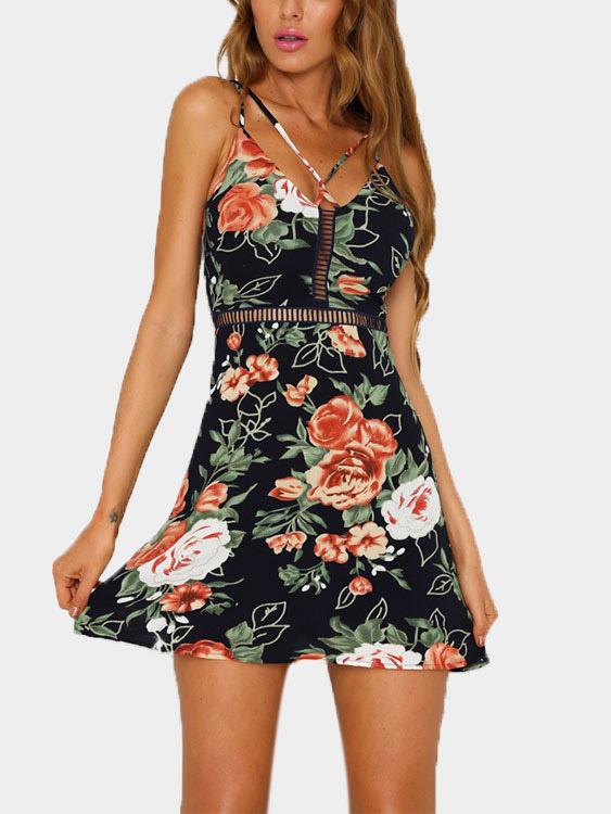 Womens Navy Floral Dresses