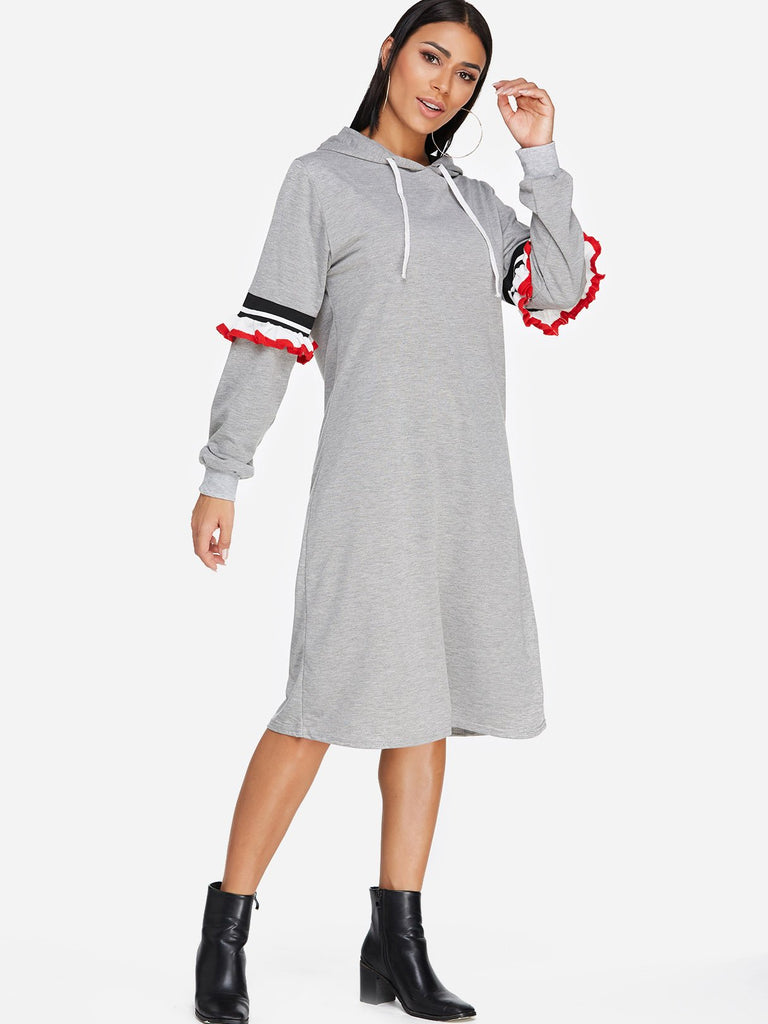 Womens Long Sleeve Midi Dress