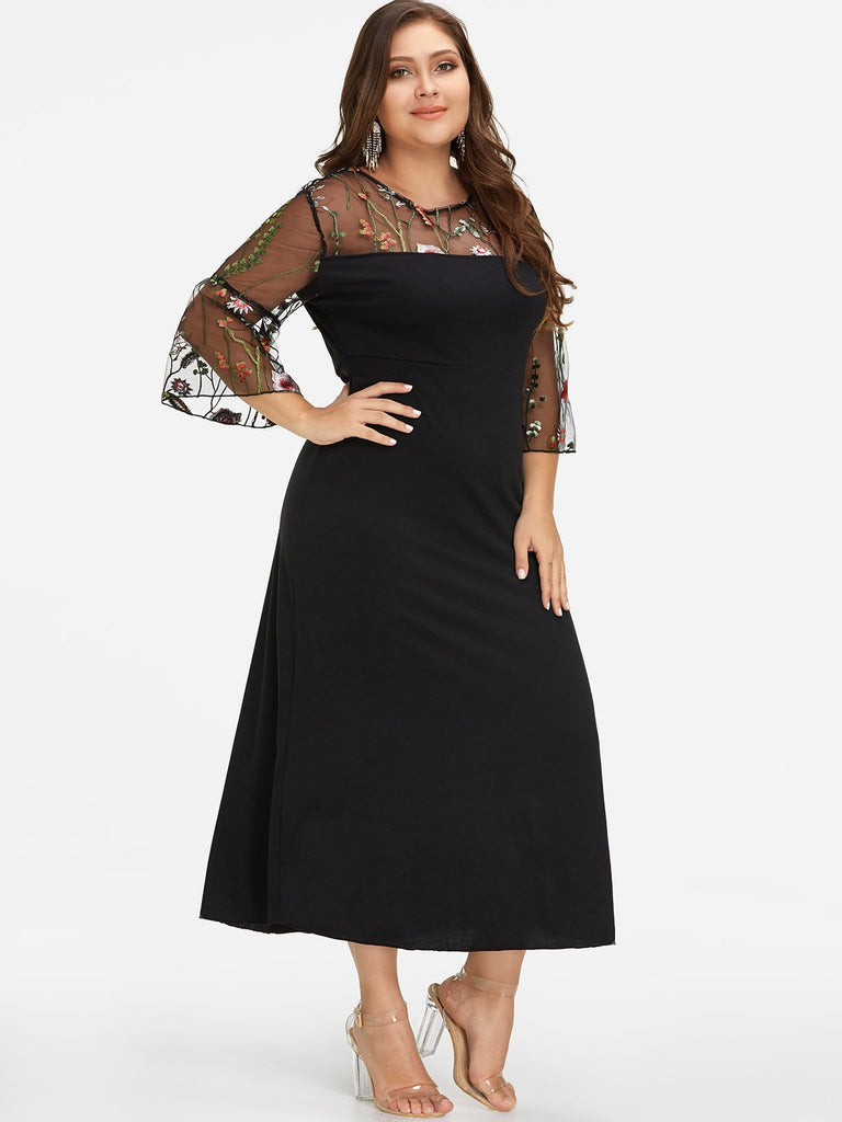 Ladies 3/4 Sleeve Plus Size Dress