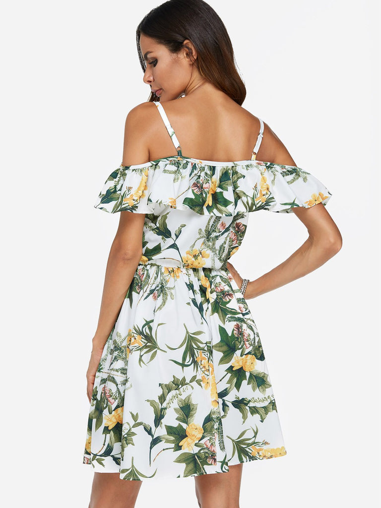 Womens White Floral Dresses