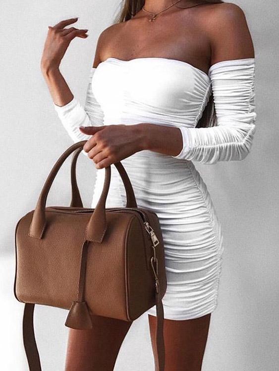 Ladies White Off The Shoulder Dresses