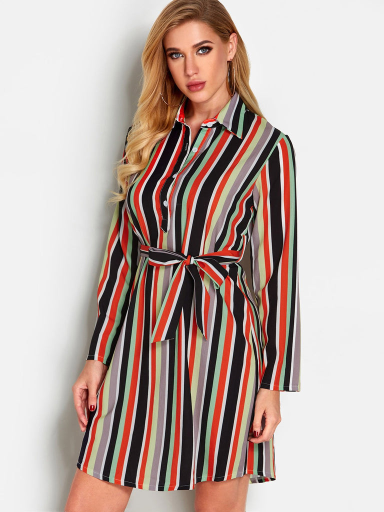 Womens Striped Casual Dress