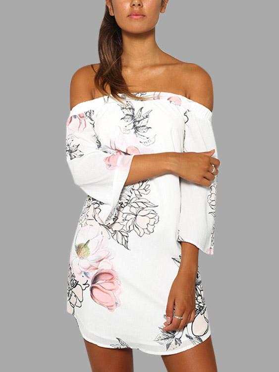 Ladies White Floral Dresses