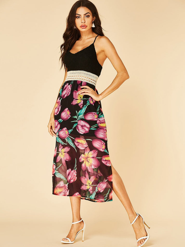 Womens Black Floral Dresses