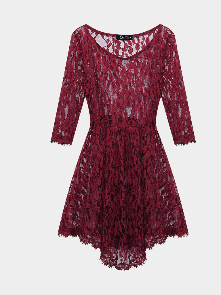 Burgundy Lace Sexy Dress