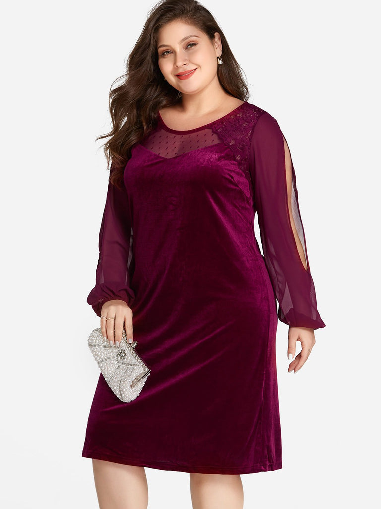 Ladies Burgundy Plus Size Dresses