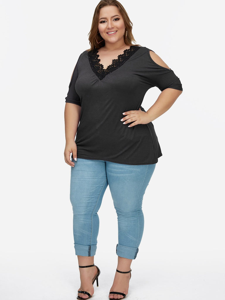 Ladies Plus Size Black Tops