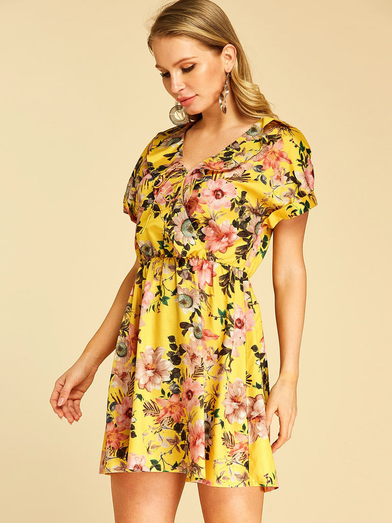 Ladies Yellow Floral Dresses