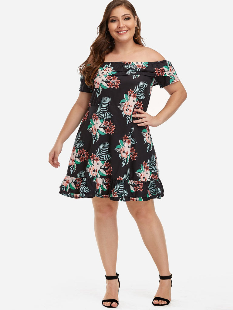 Womens Short Sleeve Plus Size Mini Dresses