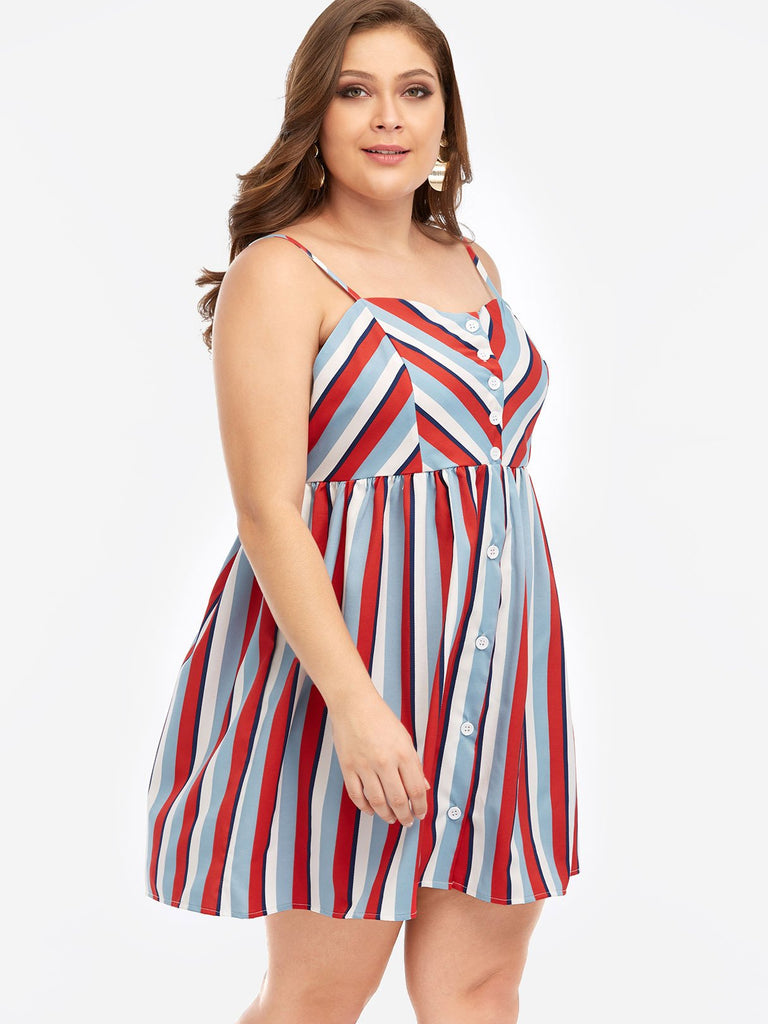 Ladies Striped Plus Size Dresses