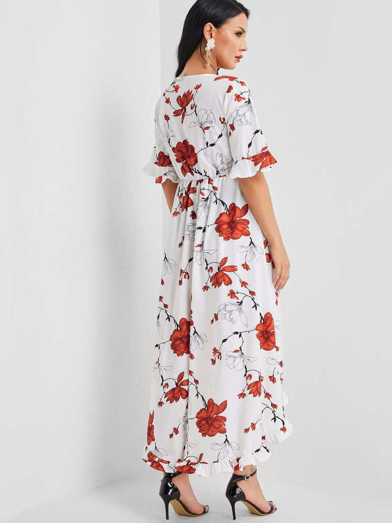 Womens White Floral Dresses