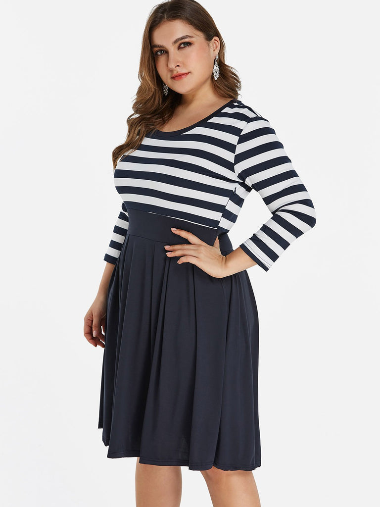 Ladies Striped Plus Size Dresses