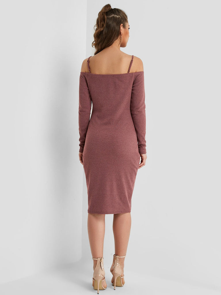 Ladies Long Sleeve Midi Dress