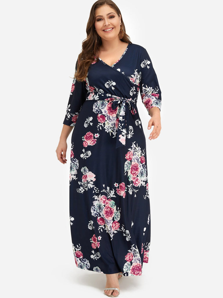 Womens 3/4 Sleeve Plus Size Dress