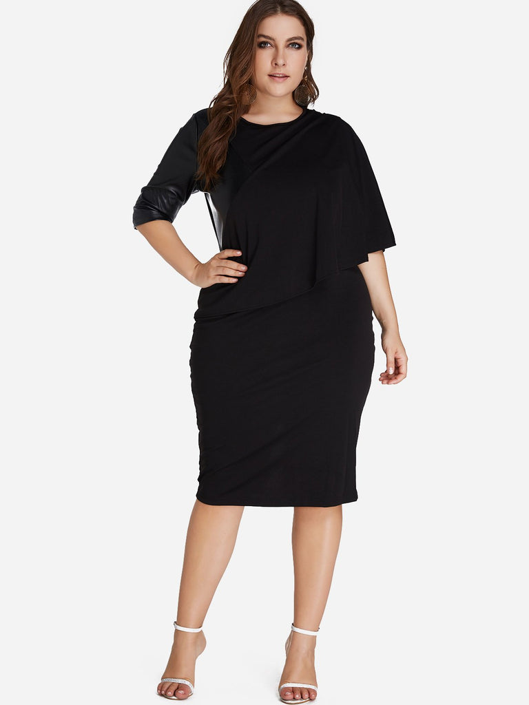 Womens Half Sleeve Plus Size Midi Dress