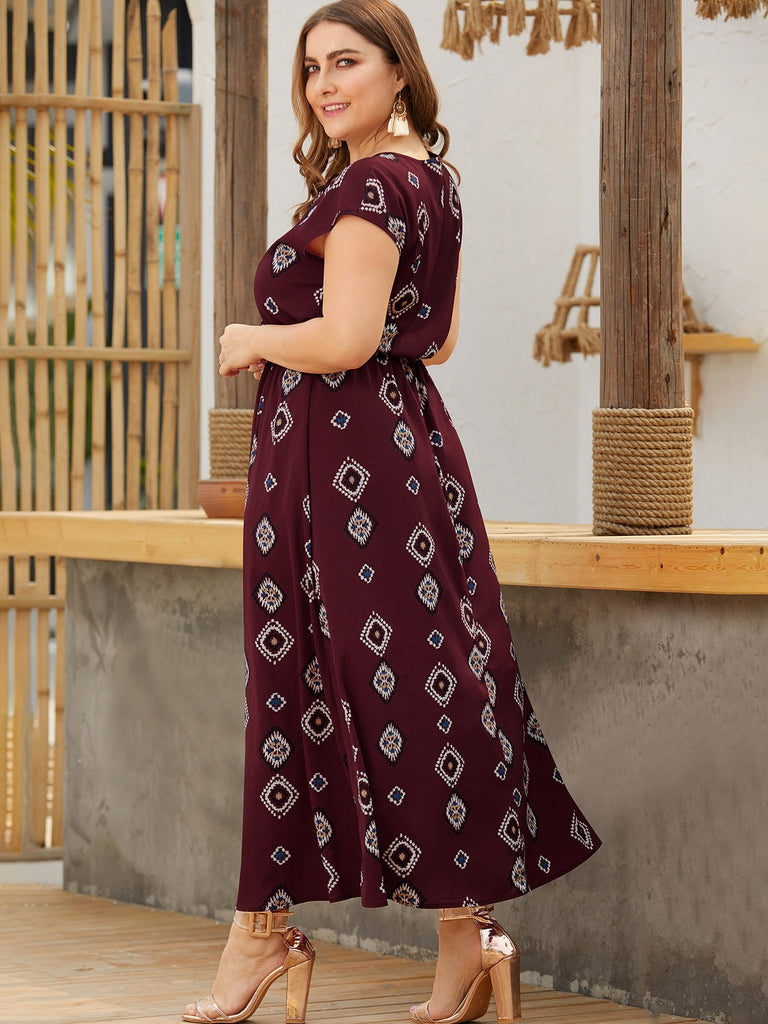 Ladies Burgundy Plus Size Dresses