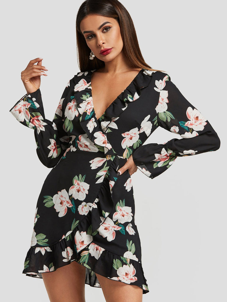 Ladies Black Floral Dresses