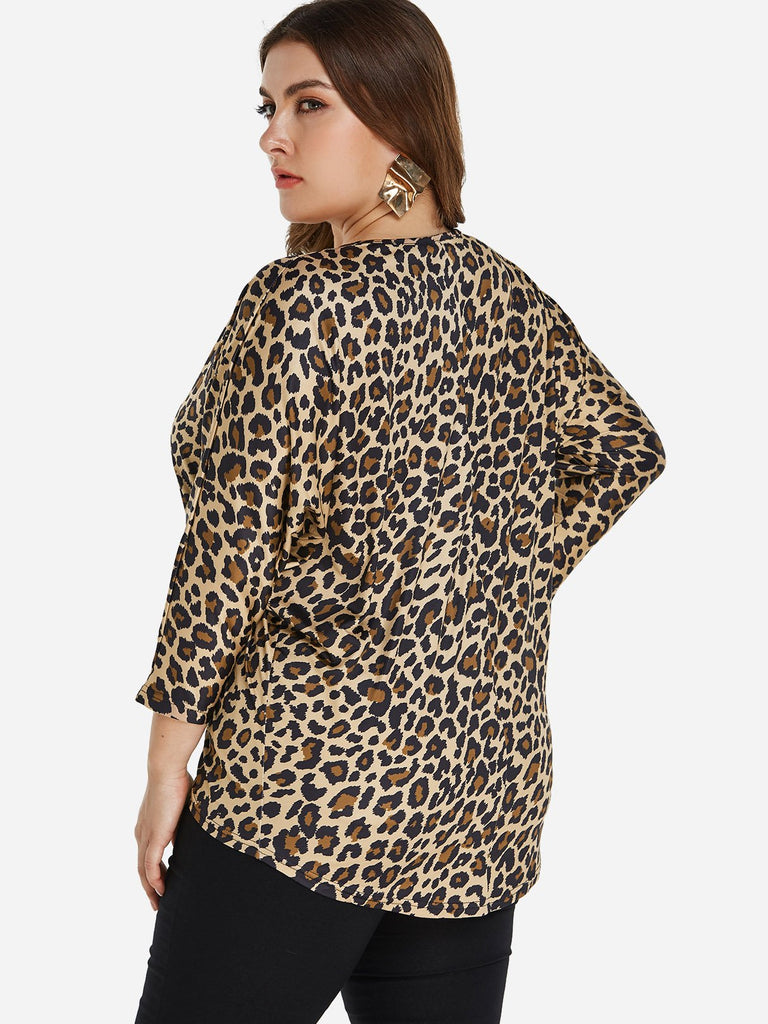 Womens Leopard Plus Size Tops