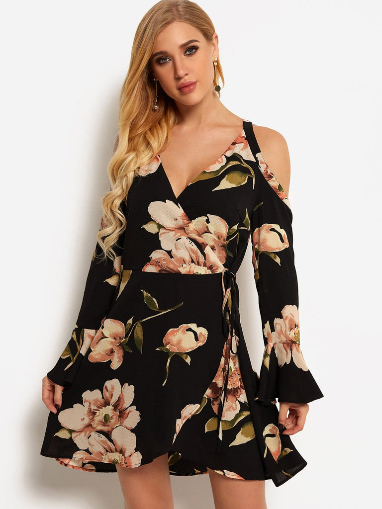 Ladies Black Floral Dresses