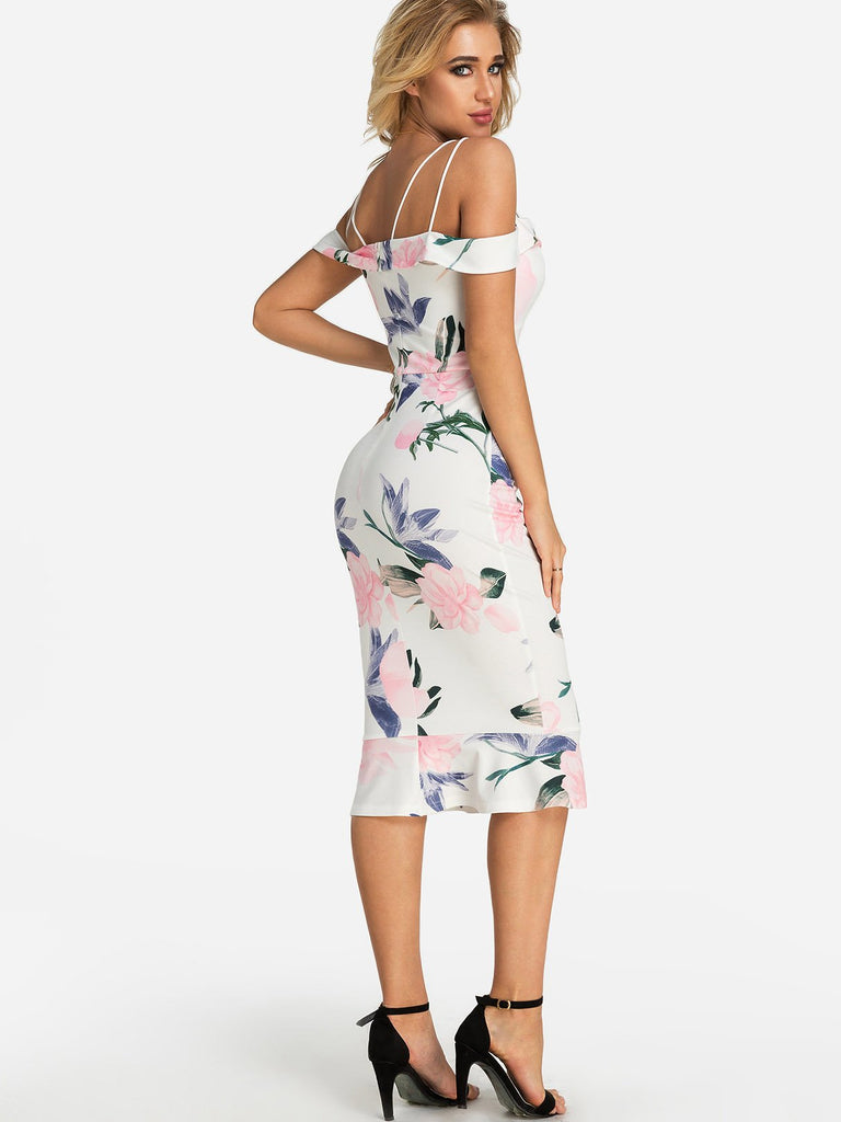 Womens White Floral Dresses