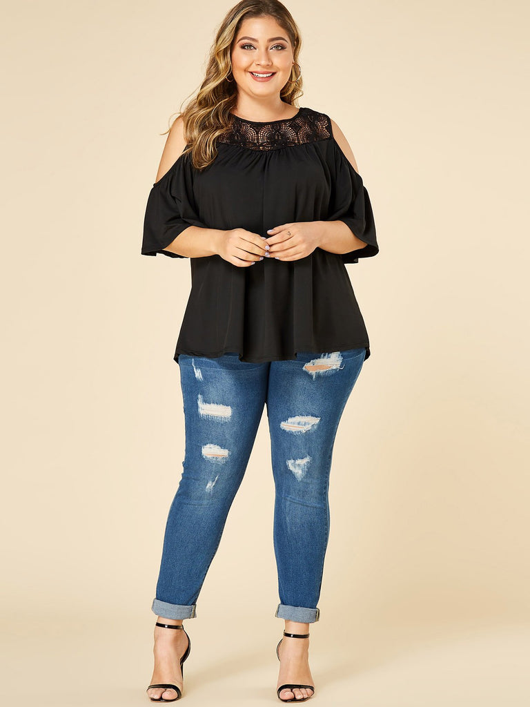 Womens Black Plus Size Tops