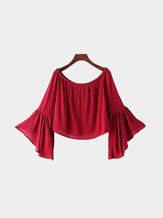 Off The Shoulder Red Blouses