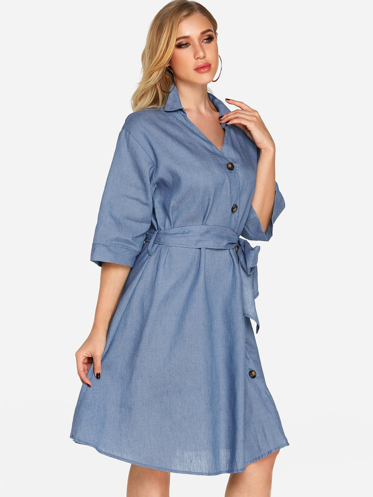 Womens Dark Blue Casual Dresses