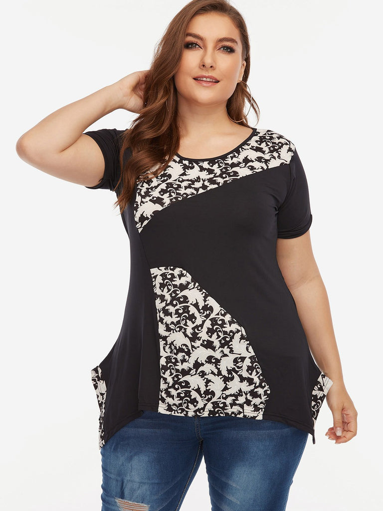 Ladies Color Block Plus Size Tops