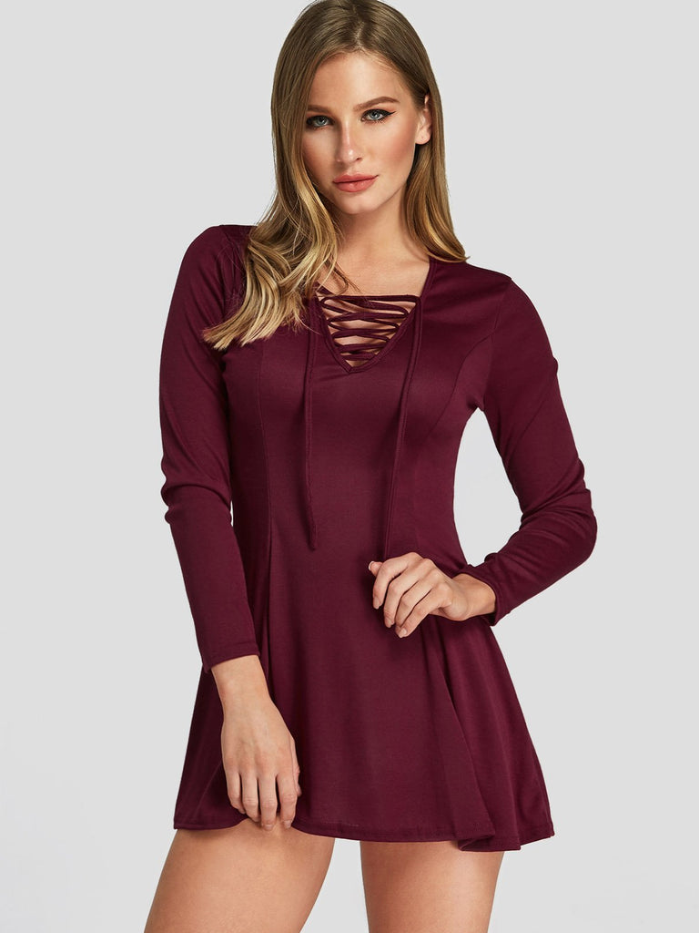 Ladies 3/4 Sleeve Mini Dress