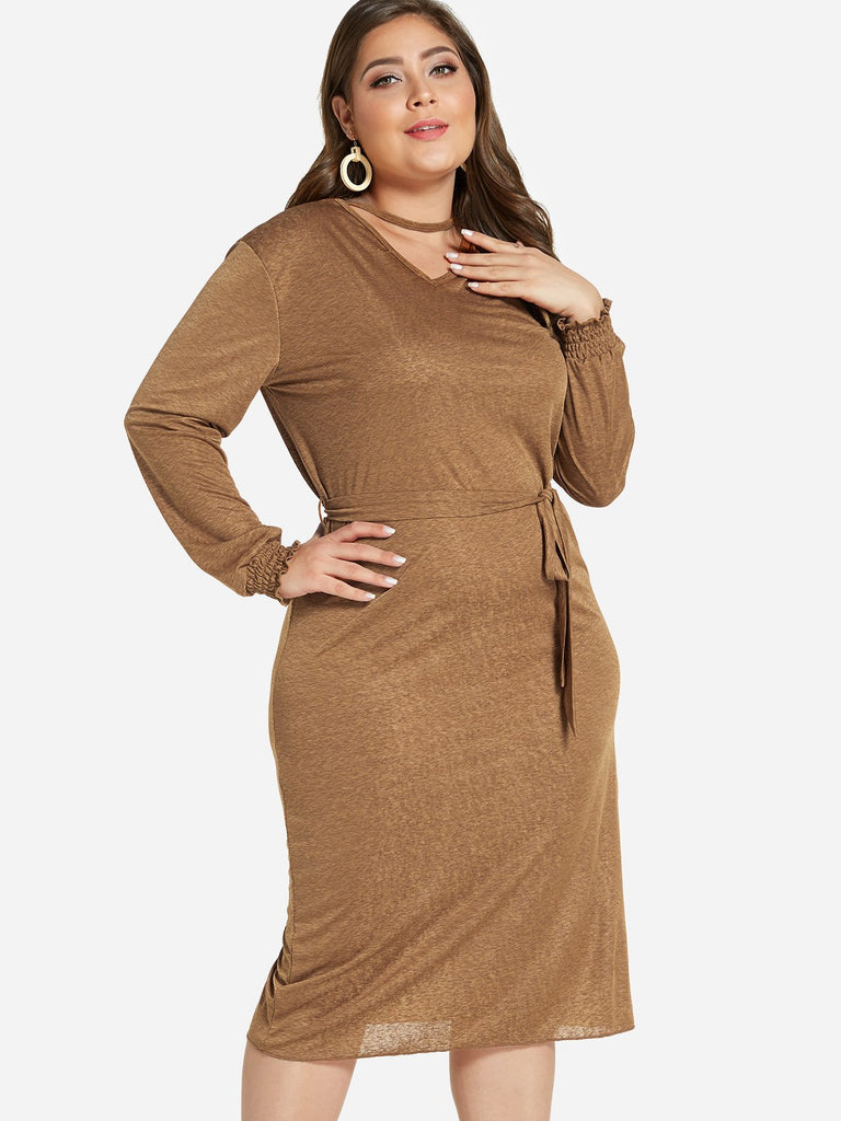 Ladies V-Neck Plus Size Dress