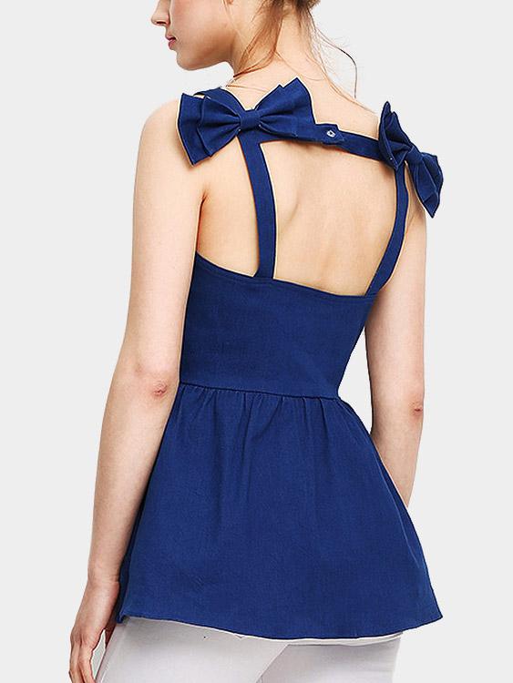 Blue Bateau Sleeveless Plain Backless Sexy Dresses