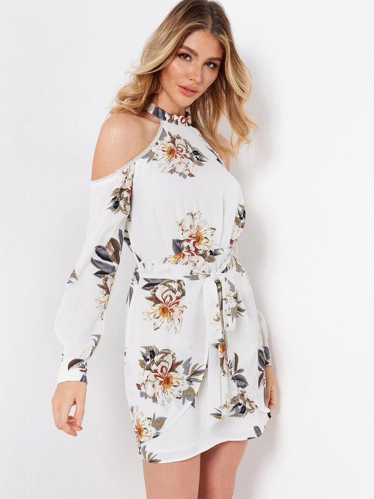 Ladies White Floral Dresses