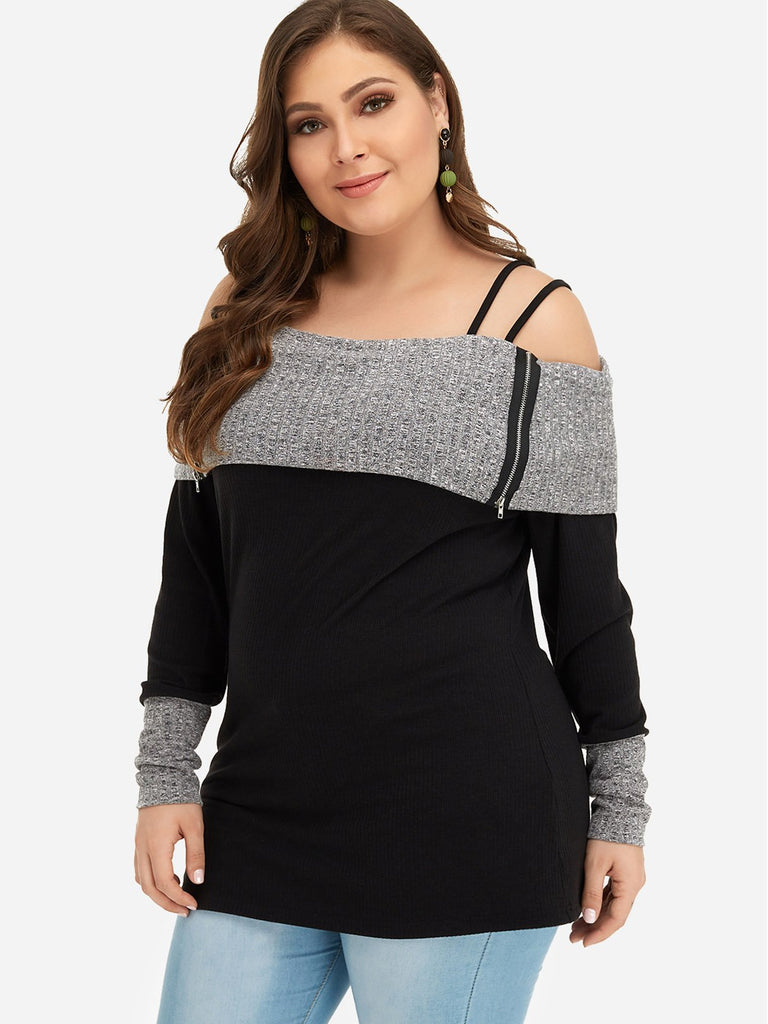 Ladies Color Block Plus Size Tops