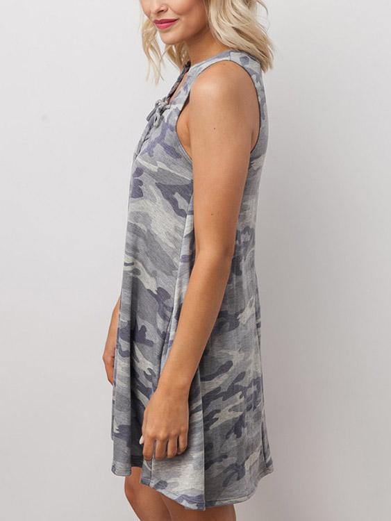 Ladies Camo V-Neck Dresses