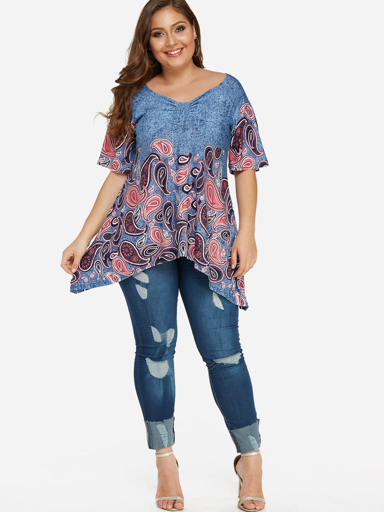 Womens Short Sleeve Plus Size Tops