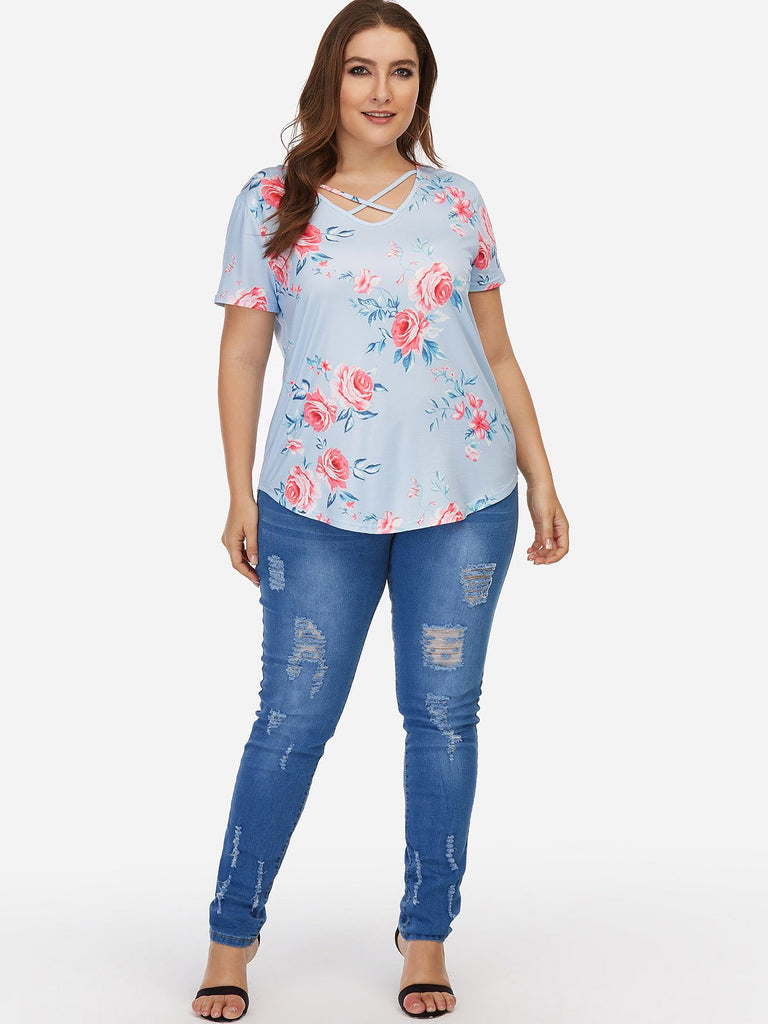 Womens 3/4 Sleeve Plus Size Tops