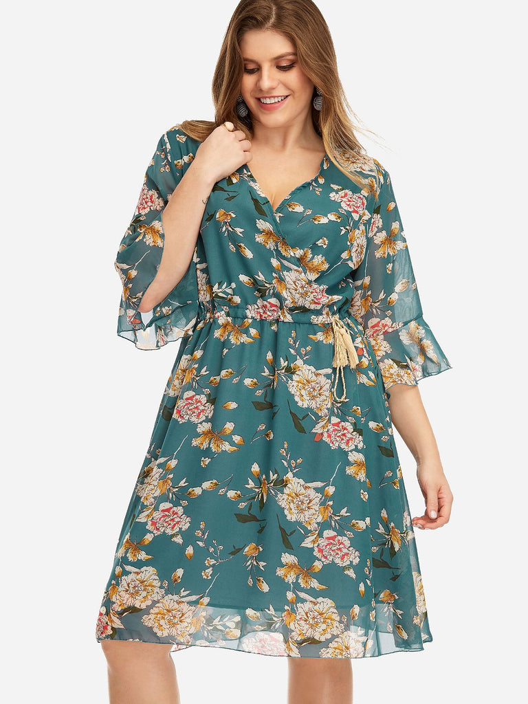 Plus Size Floral Long Dresses