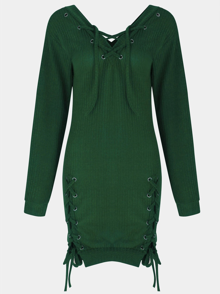 Ladies Green V-Neck Dresses