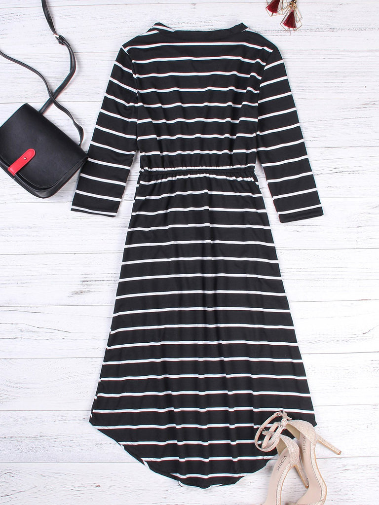 Womens 3/4 Sleeve Midi Dress