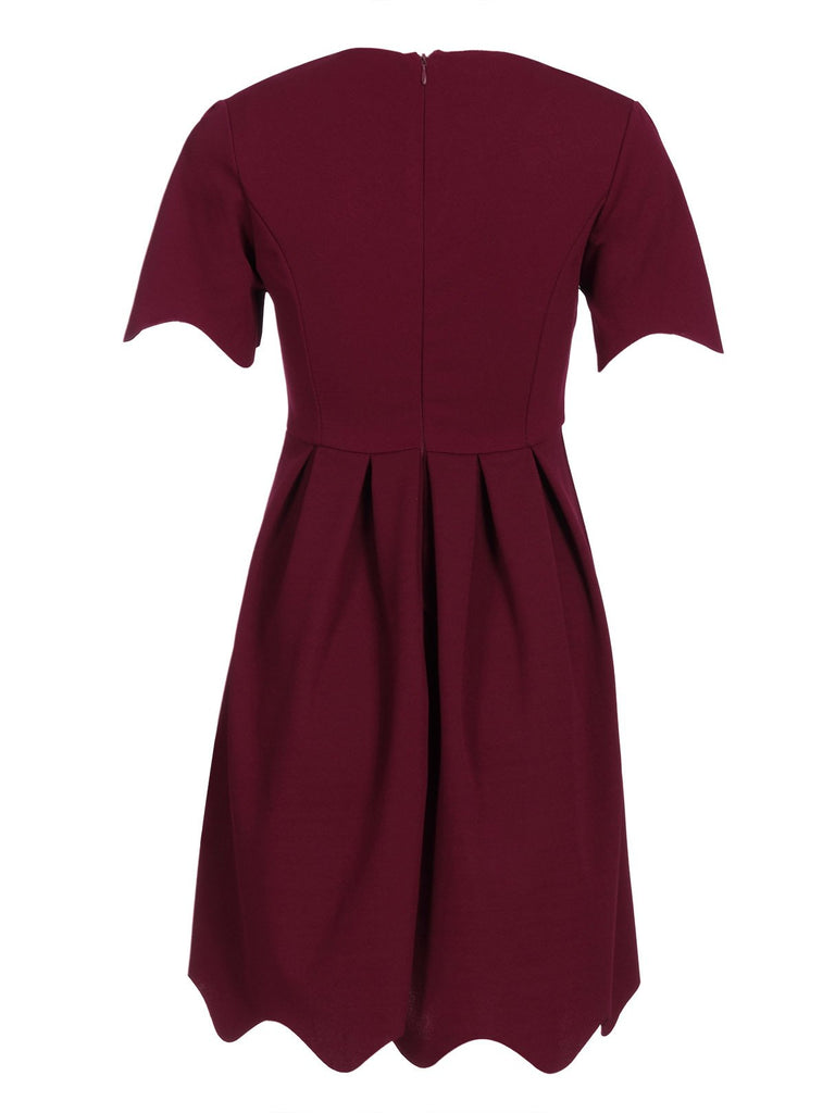 Ladies Burgundy V-Neck Dresses