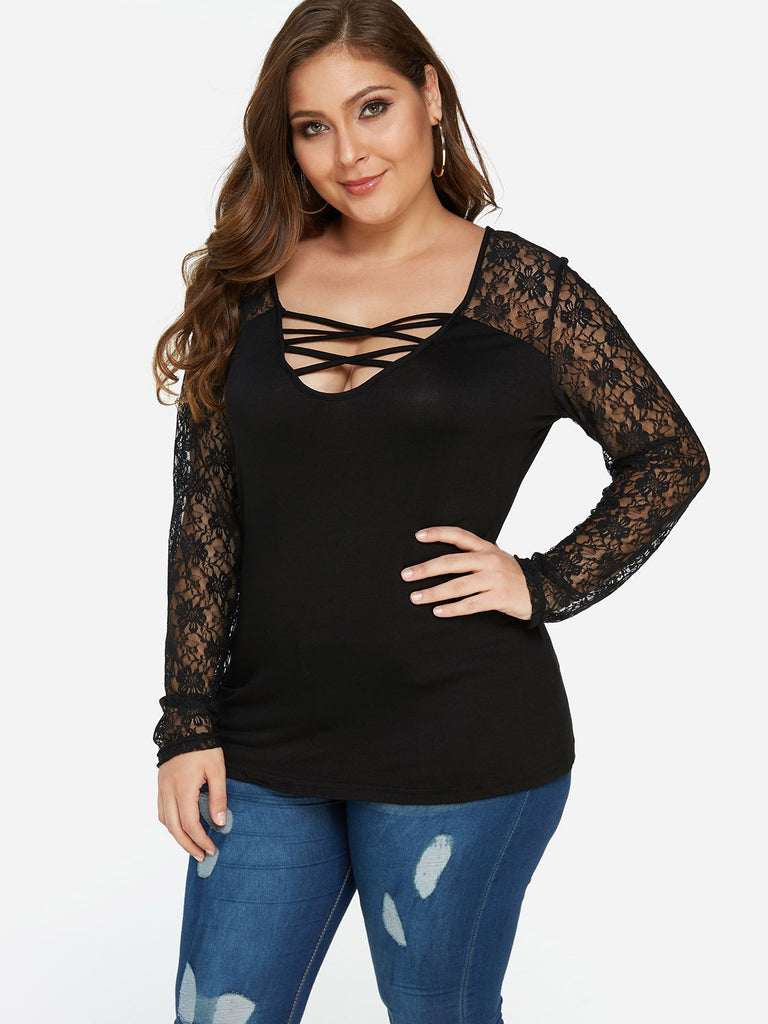 Ladies Black Plus Size Tops