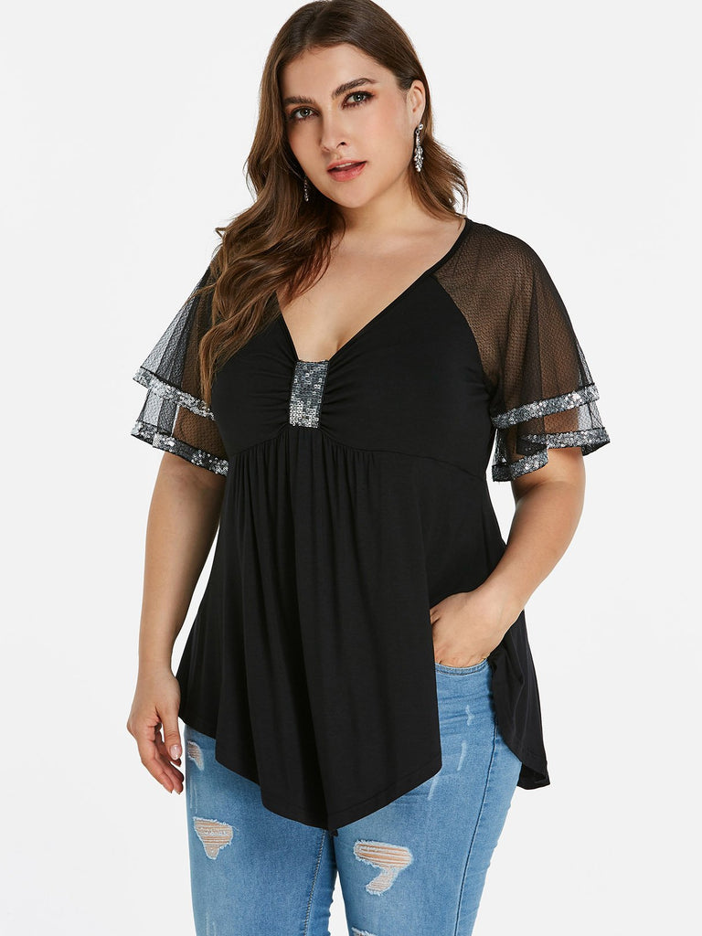 Ladies Black Plus Size Tops