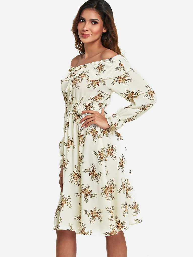 Ladies White Floral Dresses