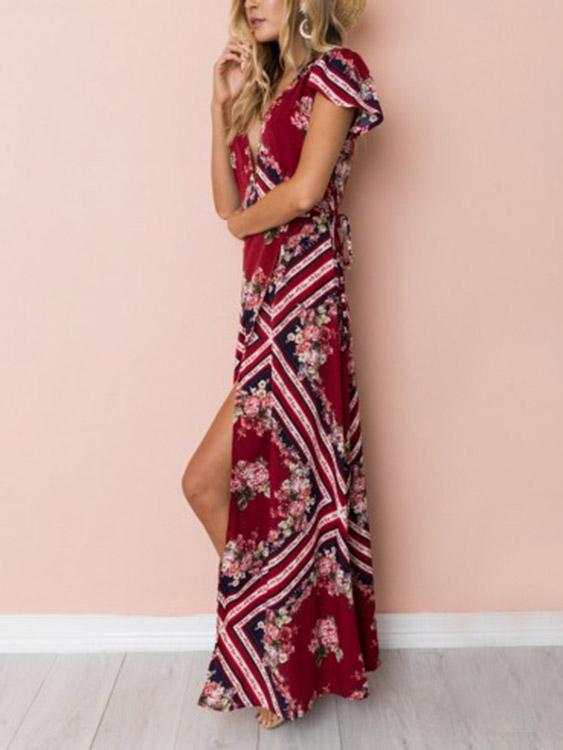 Ladies Short Sleeve Maxi Dresses