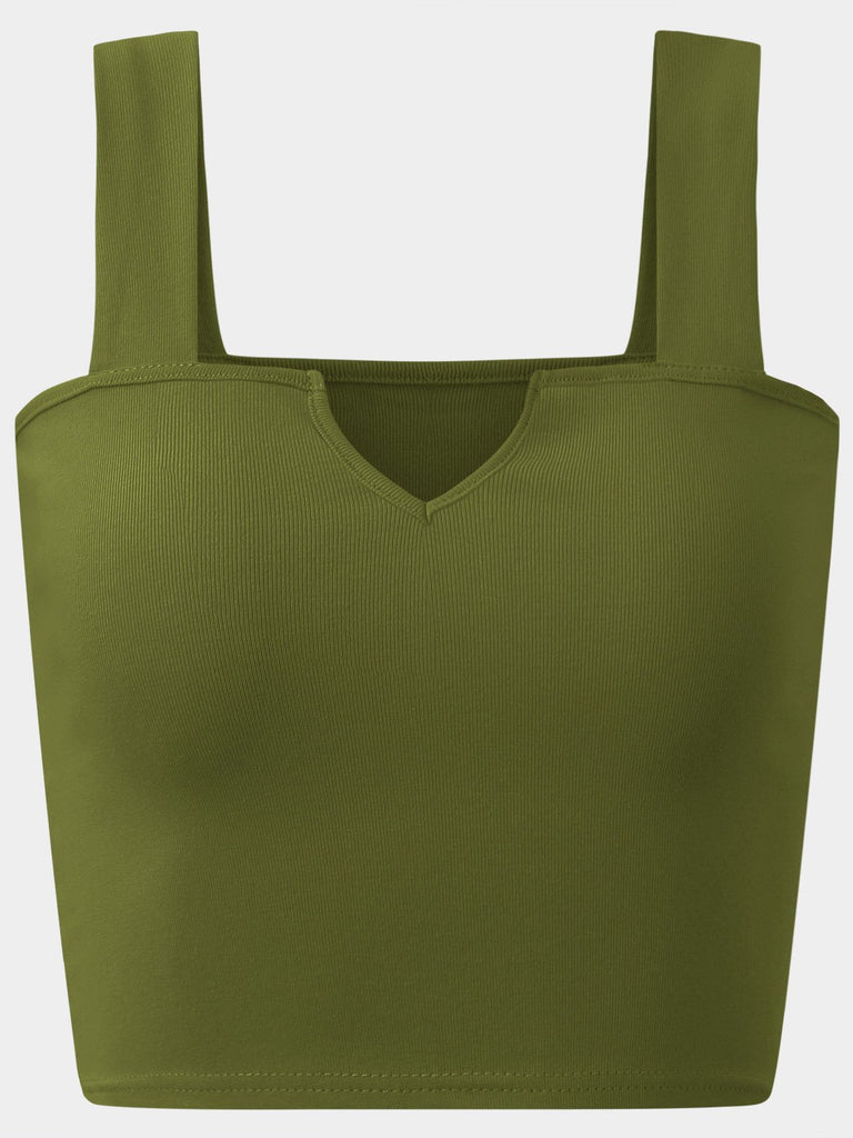 Round Neck Sleeveless Green Tank Top