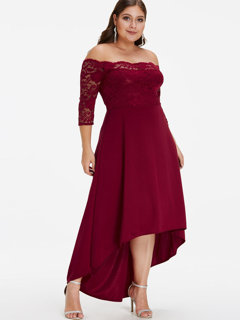 Ladies Burgundy Plus Size Dresses